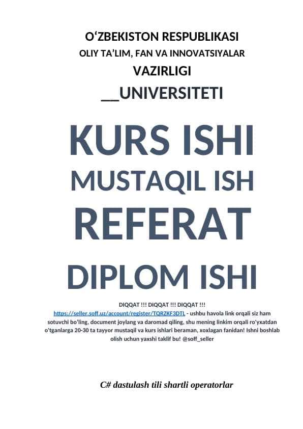 C# dastulash tili shartli operatorlar