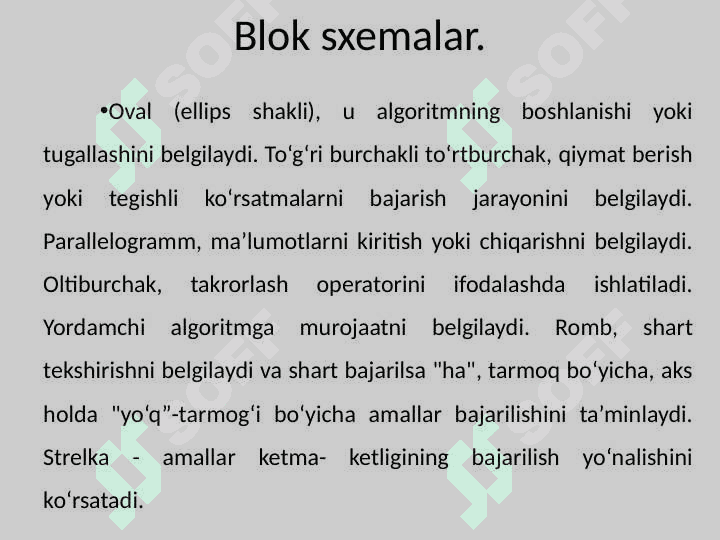 Algoritm. Algoritmni tasvirlash usullari. Blok sxema 6