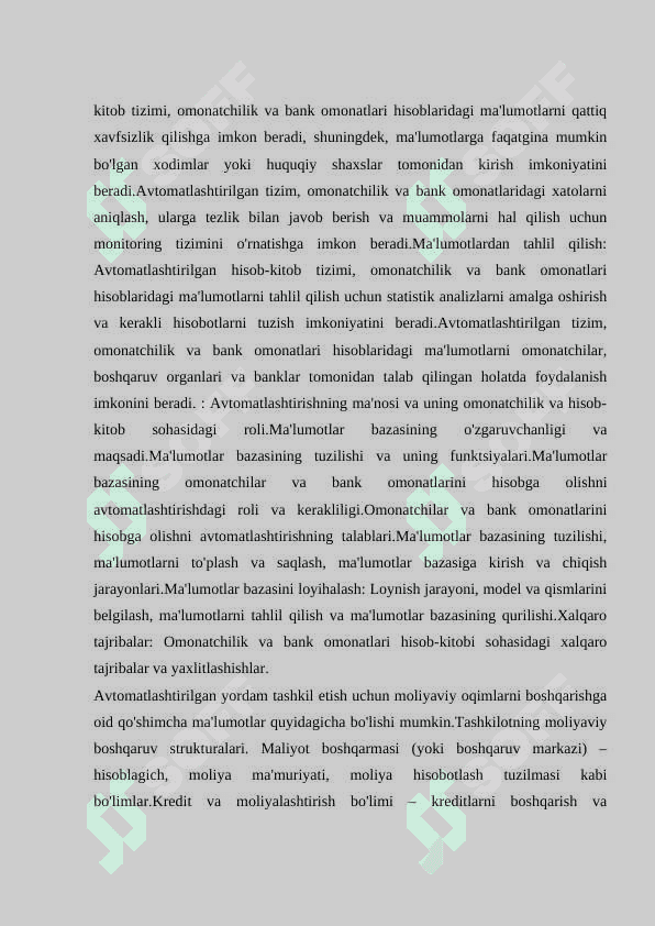 Tashkilotni moliyaviy oqimlarini boshqarish uchun avtomatlashtirilgan yordamni tashkil etish uchun ma’lumotlar bazasini yaratish 4