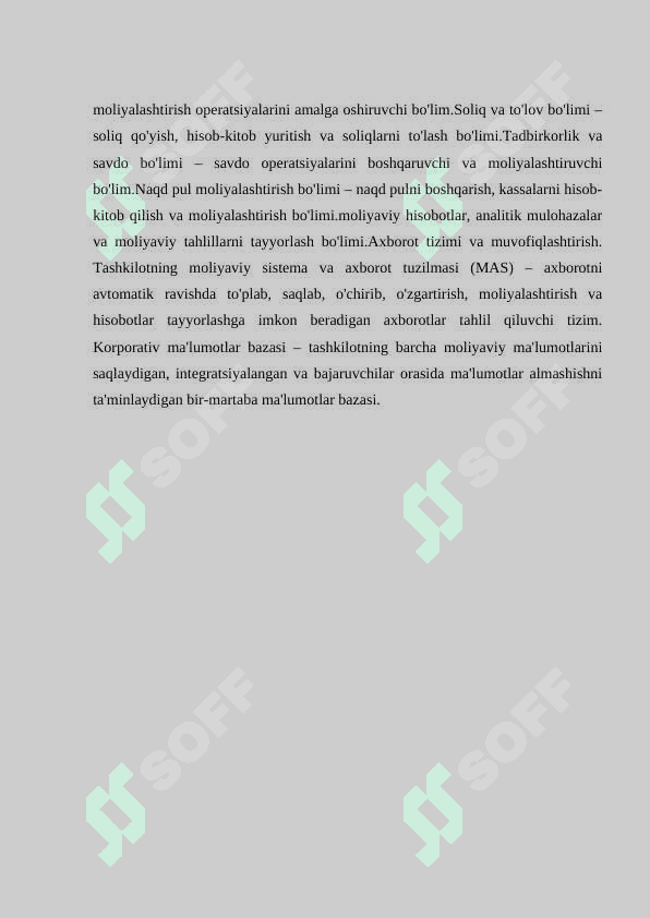 Tashkilotni moliyaviy oqimlarini boshqarish uchun avtomatlashtirilgan yordamni tashkil etish uchun ma’lumotlar bazasini yaratish 5