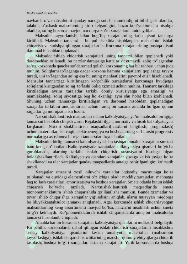 Narx shakllanishining umumiy xususiyatlari va shakllari 2