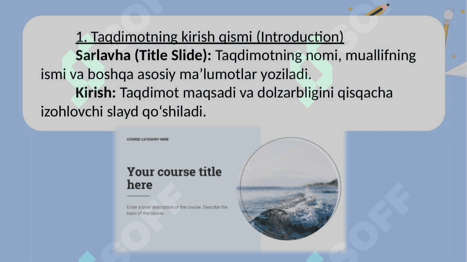 Power Point dasturida taqdimot strukturasi 2