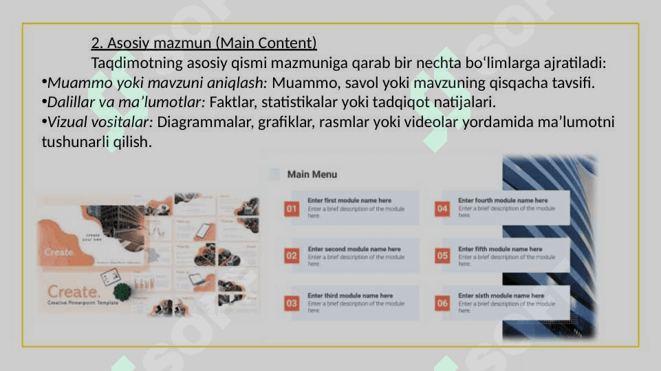 Power Point dasturida taqdimot strukturasi 3