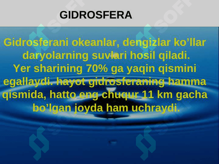 BIOSFERA  VA  UNING  TARKIBI, MODDALARNING  AYLANISHI 7