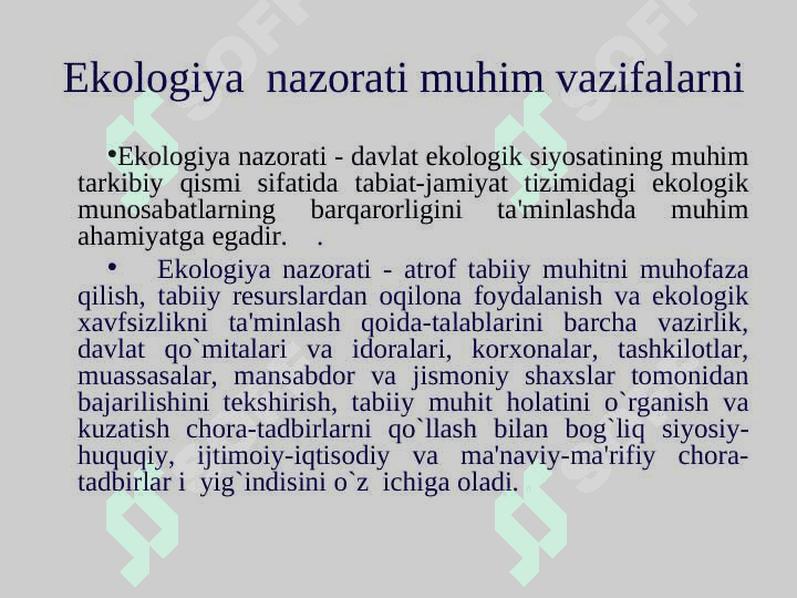 Ekologiya nazorati va ekologik ekspertizasining huquqiy holati 2