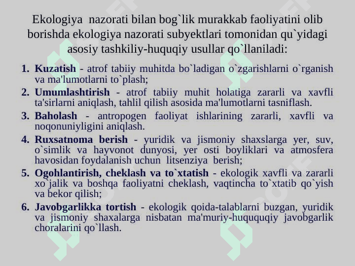 Ekologiya nazorati va ekologik ekspertizasining huquqiy holati 7