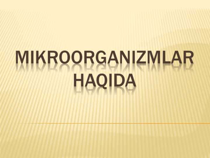 Mikroorganizmlar haqida