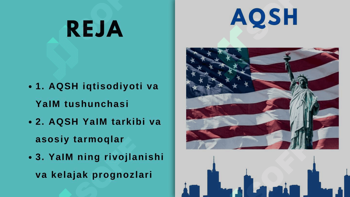 AQSH da YaIM va uning tarkibi, hajmi 2