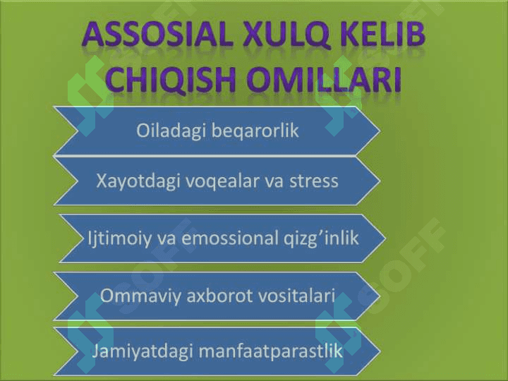 Ijtimoiy pedagogning maktab yoshidagi bolalar bilan olib boradigan faoliyati.  Me’yordan og‘ish va deviant xulq – ijtimoiy-pedagogik muammo sifatida 4