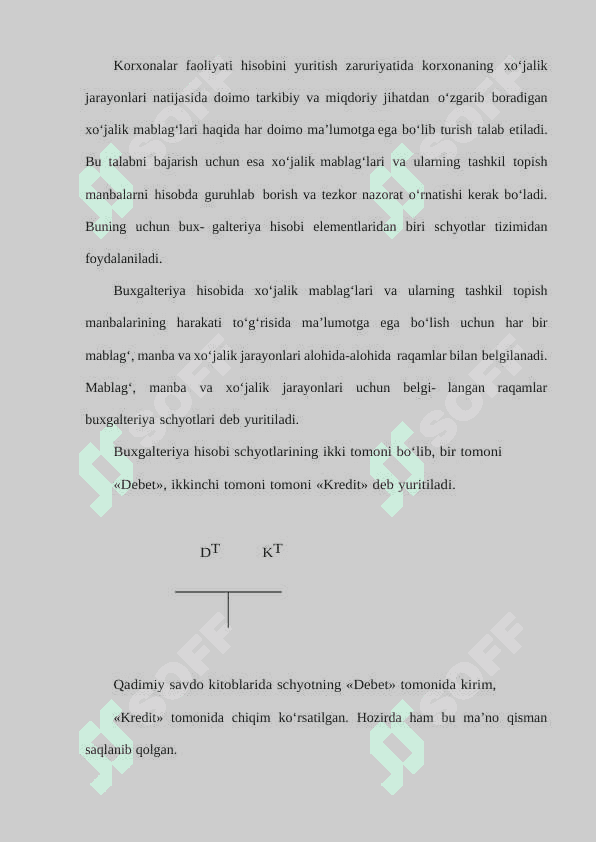 Buxgalteriya schyotlarni turkumlanishi 2