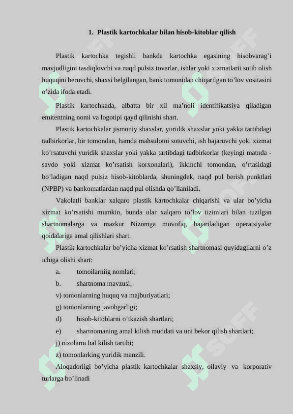 Bank plastik kartochkalar bilan hisob kitoblar hisobi 2