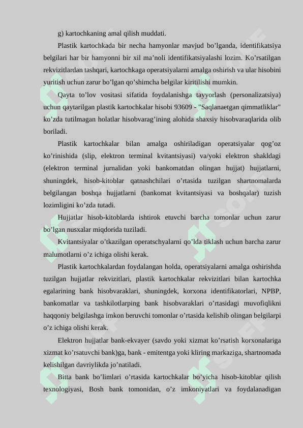 Bank plastik kartochkalar bilan hisob kitoblar hisobi 4