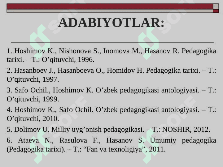 Pedagogika tarixi fan sifatida. Eng qadimgi davrlardan VII asrgacha ta’lim-tarbiya va pedagogik fikrlar 3