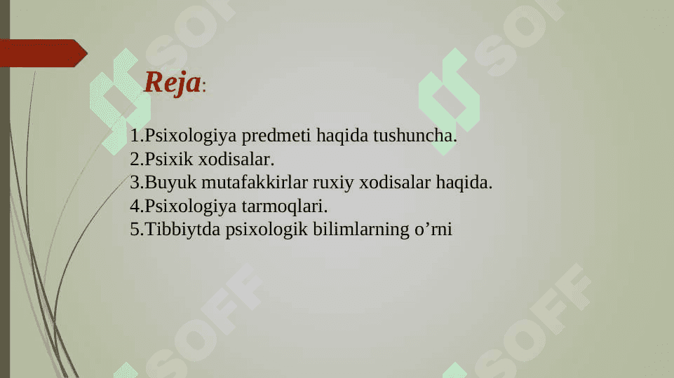 PSIXOLOGIYA MODULINING PREDMETI, MAQSAD VA VAZIFALARI. TIBBIYOT XODIMI FAOLIYATIDA PSIXOLOGIK BILIMLARNING AHAMIYATI. 2