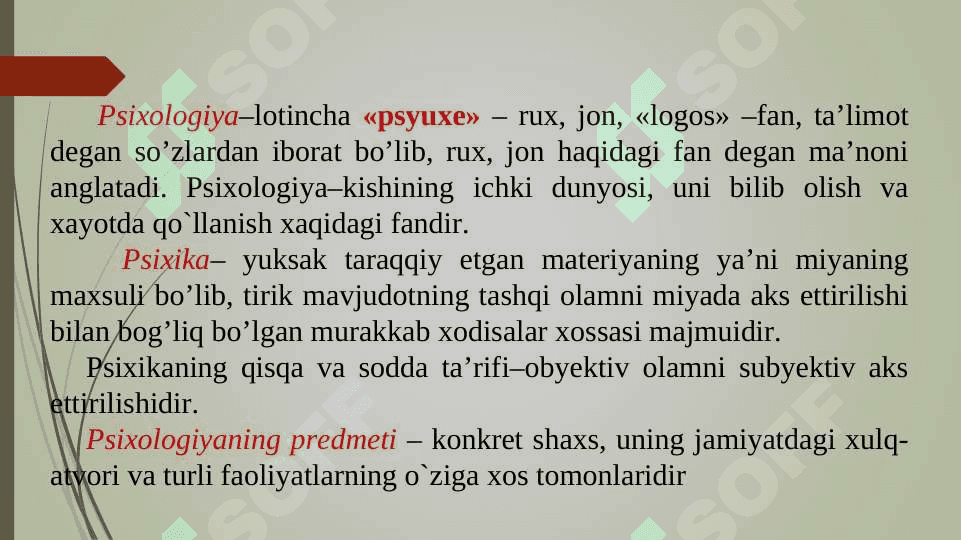 PSIXOLOGIYA MODULINING PREDMETI, MAQSAD VA VAZIFALARI. TIBBIYOT XODIMI FAOLIYATIDA PSIXOLOGIK BILIMLARNING AHAMIYATI. 4