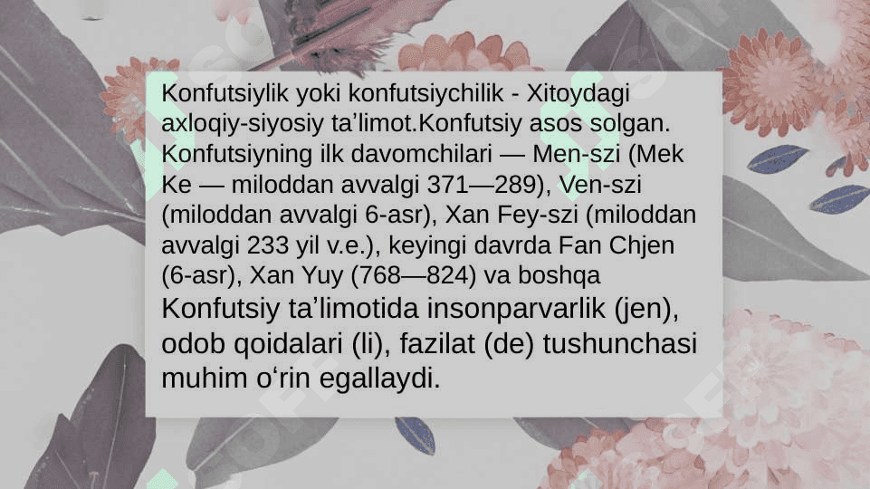 Mavzu; Konfutsiylik taʼlimotida ijtimoiy -axloqiy masalalar 2