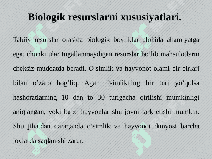 Biologik resurslardan oqilona foydalanish masalalari 3