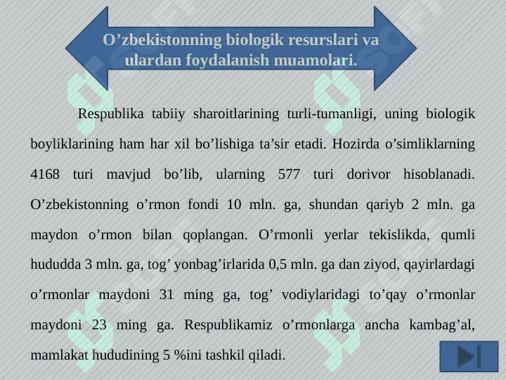Biologik resurslardan oqilona foydalanish masalalari 6
