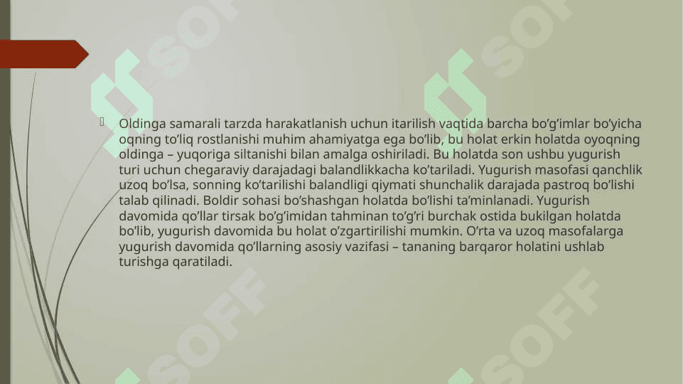 O’RTA VA UZOQ MASOFALARGA YUGURISH TEXNIKASI ASOSLARI 4
