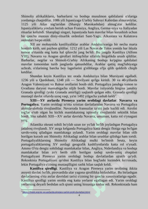 XI-XV asrlarda Pireney yarim oroli davlatlari 4