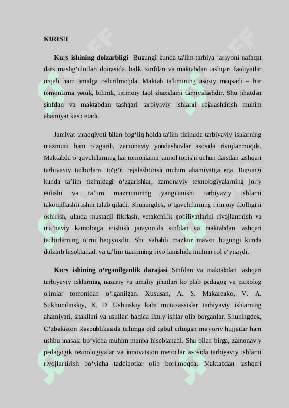 Sinfdan va maktabdan tashqari tarbiyaviy ishlarni rejalashtirish metodikasi 3
