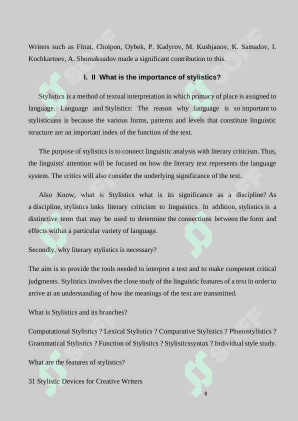 The Classification of Syntactical Stylistic Devices 8