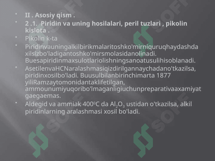 Olti a’zoli geteroxalqali birikmalar (pikolin kislota) 3
