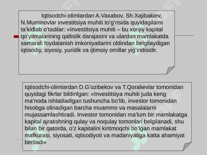 Investitsiya faoliyatini rivojlantirishda investitsiya muhitining o'rni 3