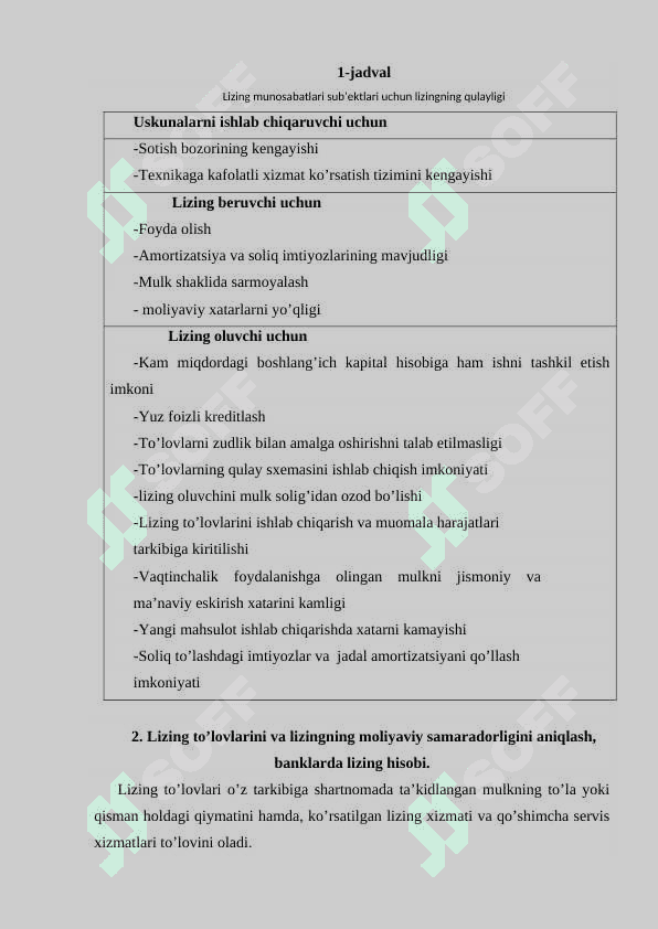 Investitsiyalarni moliyalashtirishning lizing mexanizmi 6