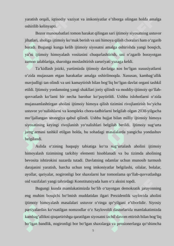 O’ZBEKISTONDA AHOLINING HIMOYA QILINISH TIZIMINI YO’LGA QO’YISH 5