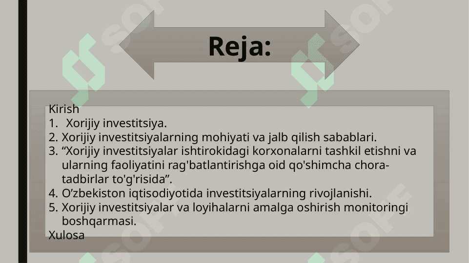 O’zbekiston iqtisodiyotiga xorijiy investitsiyalarni jalb qilishning ustuvor yo’nalishlari 2