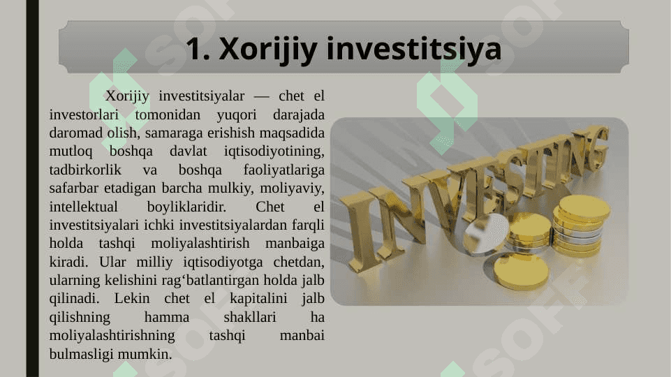 O’zbekiston iqtisodiyotiga xorijiy investitsiyalarni jalb qilishning ustuvor yo’nalishlari 4