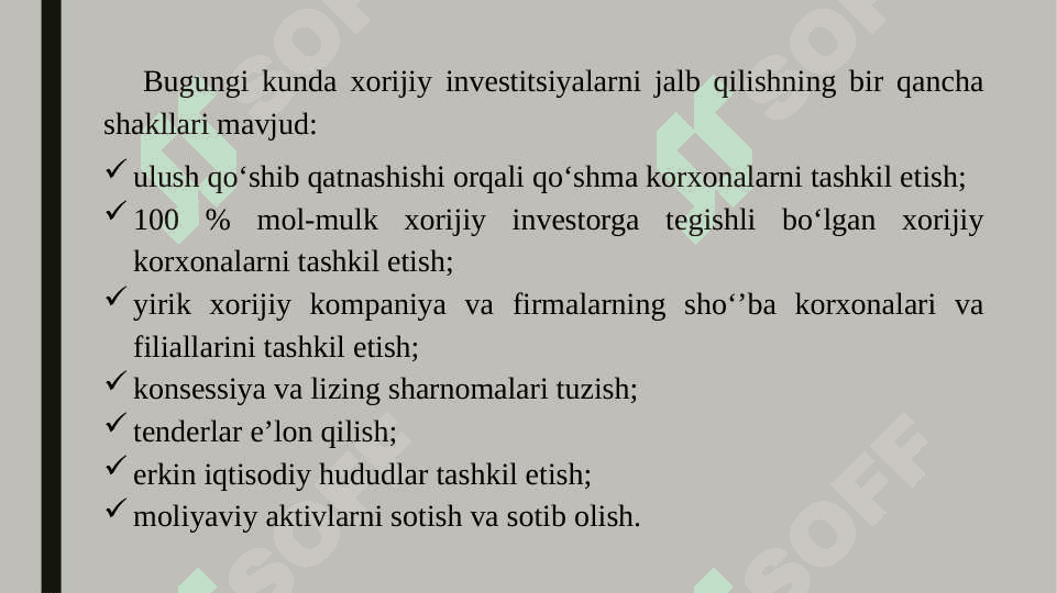 O’zbekiston iqtisodiyotiga xorijiy investitsiyalarni jalb qilishning ustuvor yo’nalishlari 6