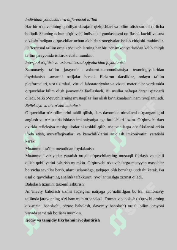 O‘qituvchining o‘quvchilar bilish faoliyatini boshqarish mahorati va tarbiyaviy ishlarni tashkil etish mahorati 4