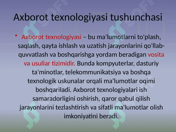 Axborot texnologiyasi tushunchasi  va klasifikatsiyasi 3