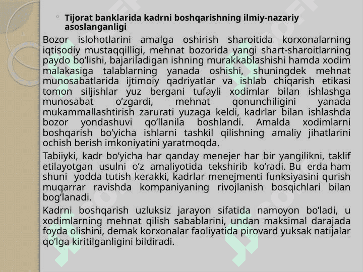Tijorat banklarida kadrlarni tanlash jarayonini rivojlantirish yo’llari 5