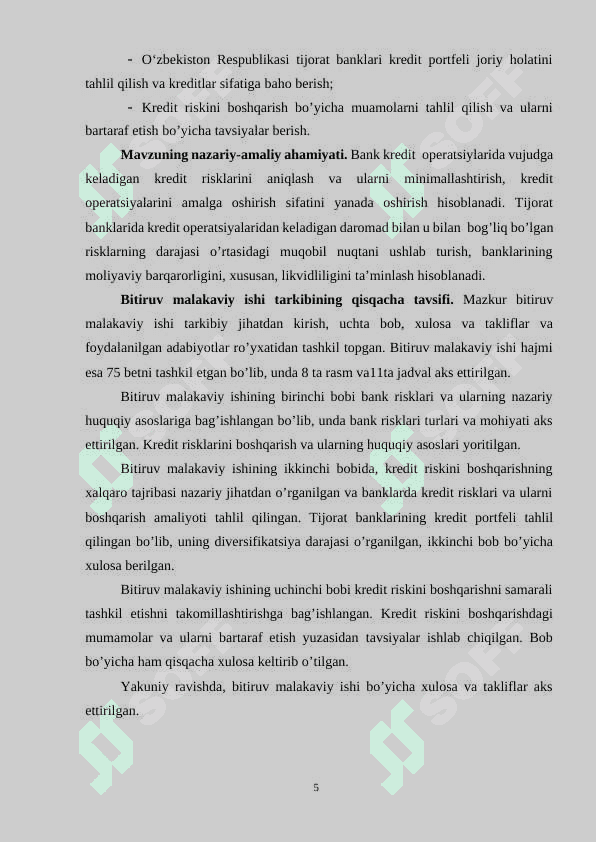 Banklarda kredit riskini boshqarish va uni takomillashtirish 5