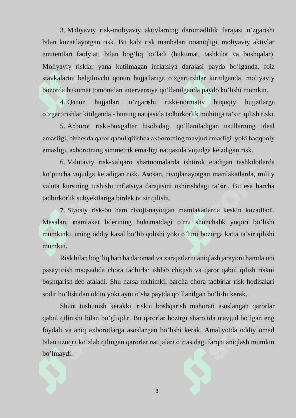 Banklarda kredit riskini boshqarish va uni takomillashtirish 8