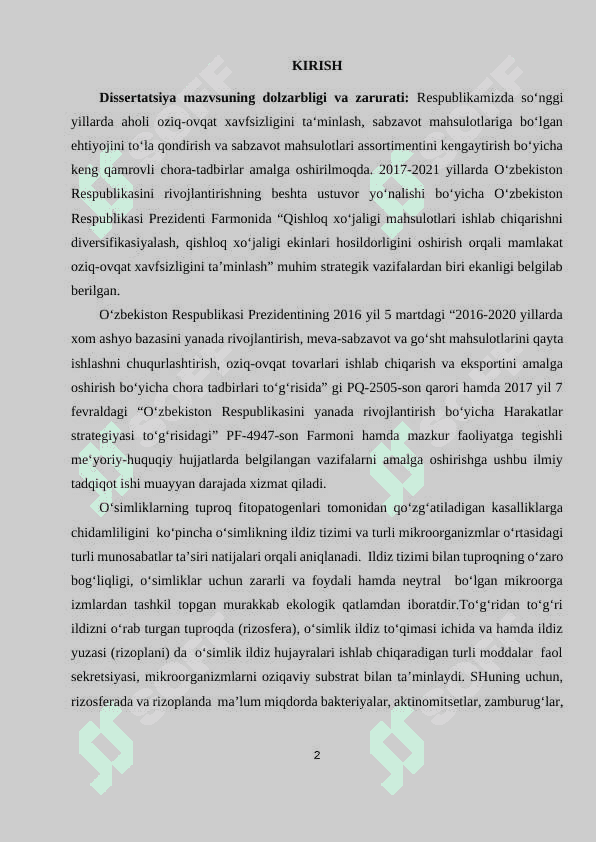 BODRINGNING FUZARIOZ KASALLIKLARIGA QARSHI MIKROB -ANTOGANISTLARINI  QO’LLASH 3