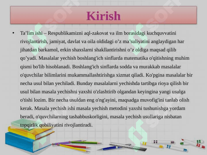 BOSHLANG’ICH SINF MATEMATIKA DARSLARIDA DIDAKTIK O’YINLARDAN FOYDALANISH. 2