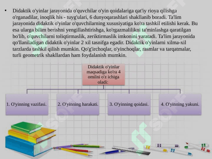 BOSHLANG’ICH SINF MATEMATIKA DARSLARIDA DIDAKTIK O’YINLARDAN FOYDALANISH. 4