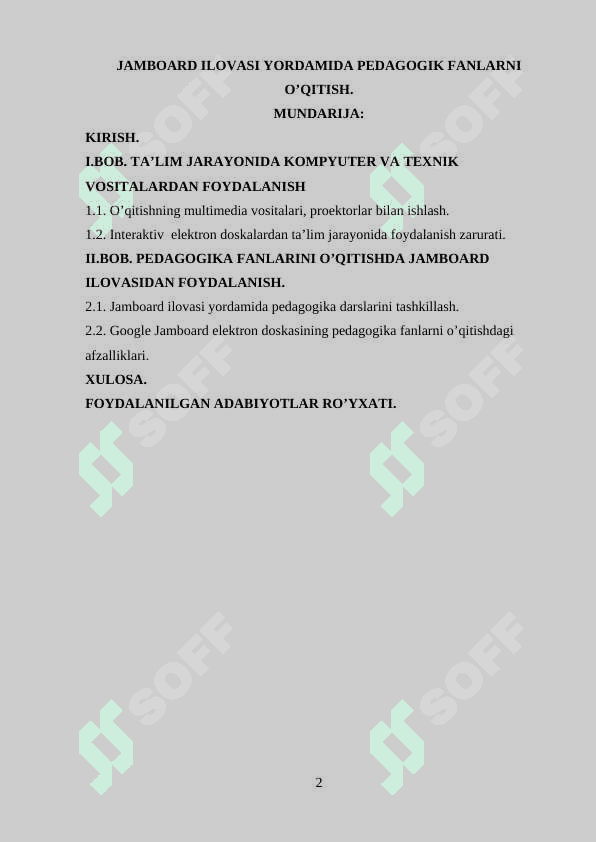 JAMBOARD ILOVASI YORDAMIDA PEDAGOGIK FANLARNI O’QITISH 2