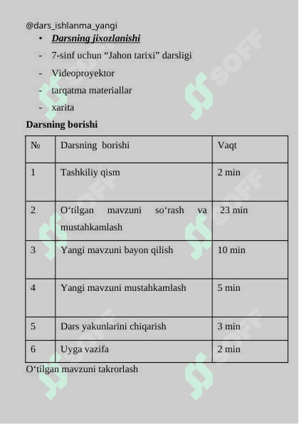 Mо‘g‘ullar davlati va  uning istilochilik urushlari. 7-sinf jahon tarixi fanidan 1 soatlik dars ishlanma 3