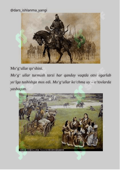 Mо‘g‘ullar davlati va  uning istilochilik urushlari. 7-sinf jahon tarixi fanidan 1 soatlik dars ishlanma 7