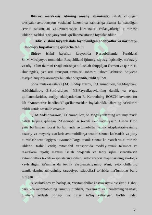 Avtomobil kuzovi hamda kabinasiga texnik xizmat ko‘rsatish va ta’mirlash ishlari uchun kerakli texnologik jihozlar tahlili 7