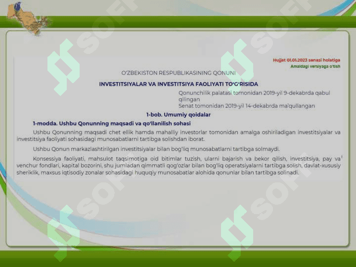 Investitsiya faoliyatini amalga oshirishning huquqiy asoslari 2