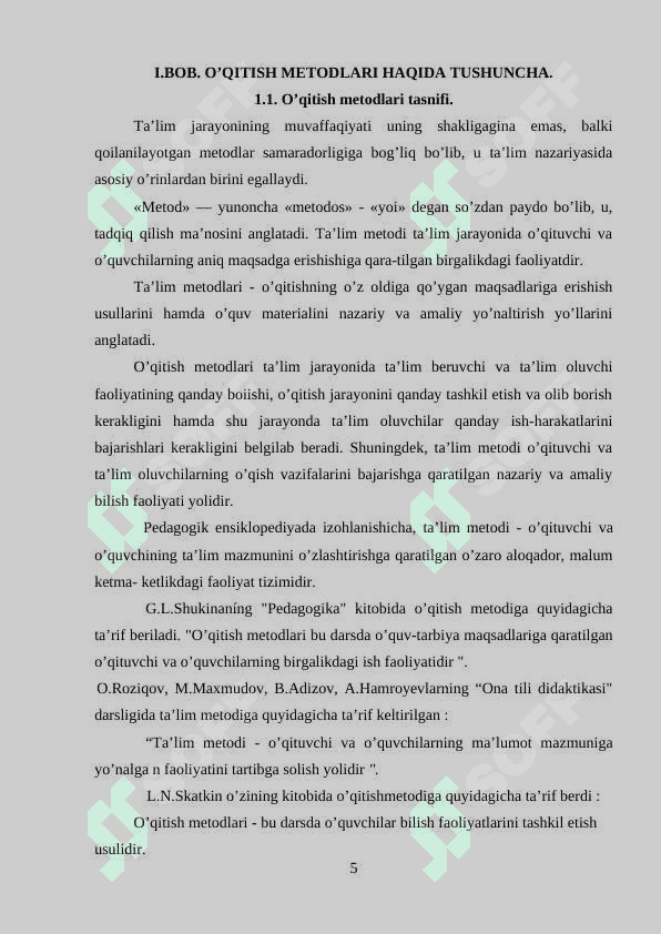 Tafakkur mavzusini o’qitish metodikasi 5