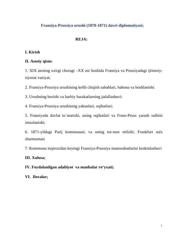 fransiya-prussiya urushi 1870-1871-davri diplomatiyasi. 1