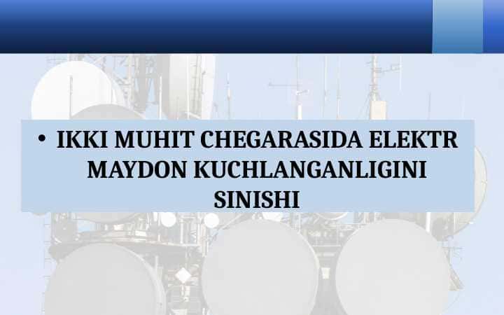 Ikki muhit chegarasida elektr maydon kuchlanganligini sinishi 1