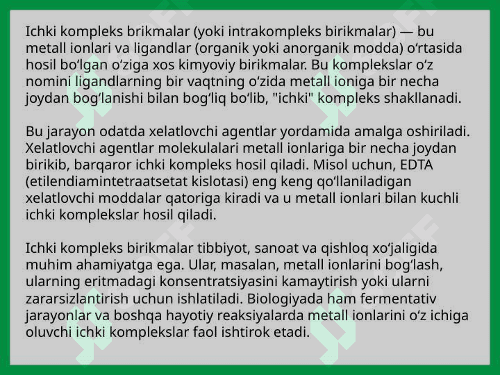KOMPLEKS BIRIKMALAR . ICHKI KOMPLEKS BIRIKMALAR 3